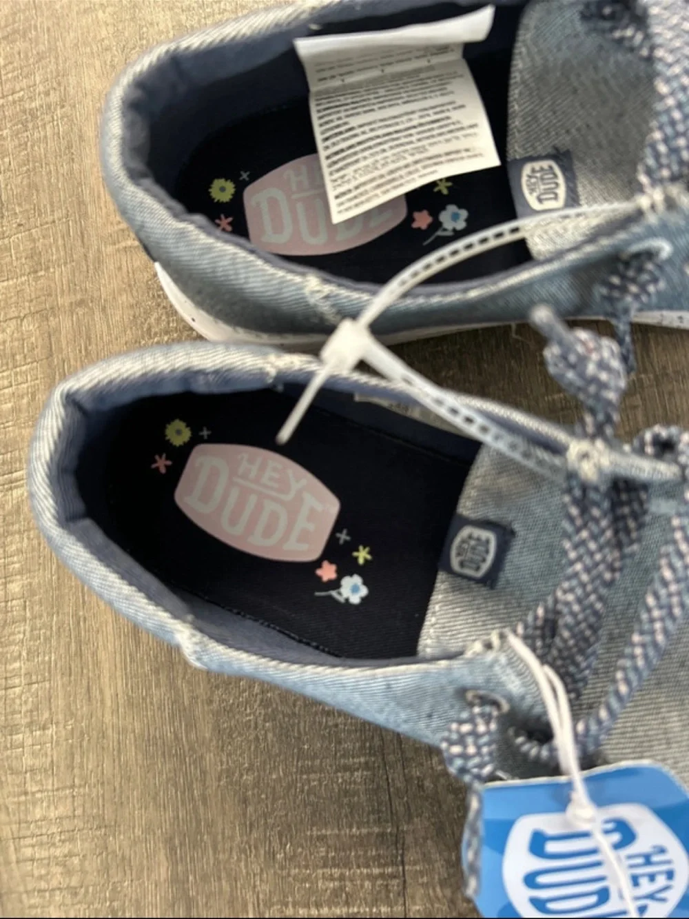 Hey Dude Kids Denim Blue Canvas Lace-Up Sneakers